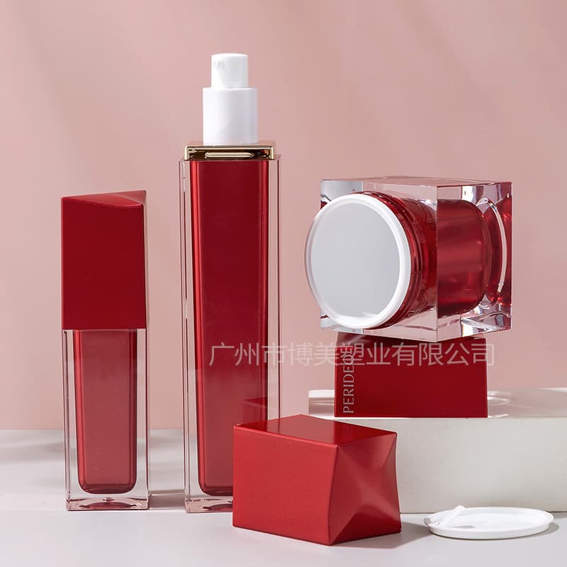 Square Bottle Acrylic Cosmetic Jar Vacuum Set Bottle 30ml Eye Cream Skin Care Product Face Cream Bottle Packaging Material
