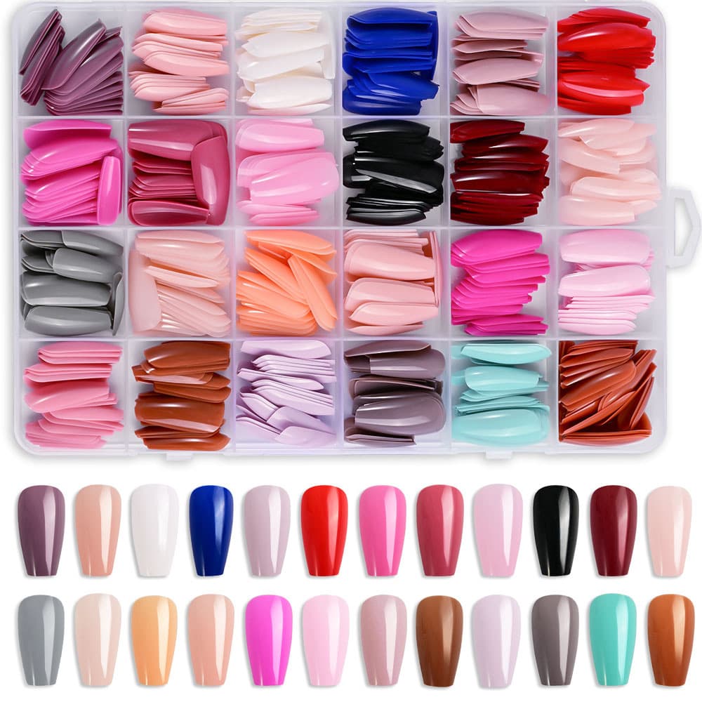 576 pieces of simple 24-square color wearable nails solid color shiny nail polish wearable nails DIY short nail polishes