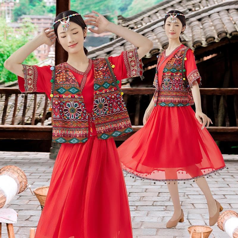 Miao Ethnic Costume for Women, Guizhou Thousand Household Miao Village Travel Photo Dress, Adult Minority Costume, Miao Girl Western Miao Region Style