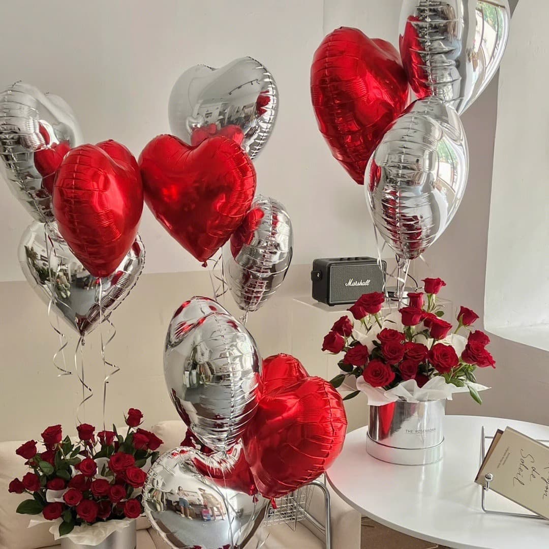 New Year's Eve Balloon Release 18-Inch Heart-Shaped Aluminum Foil Balloon for Birthday Party Decoration