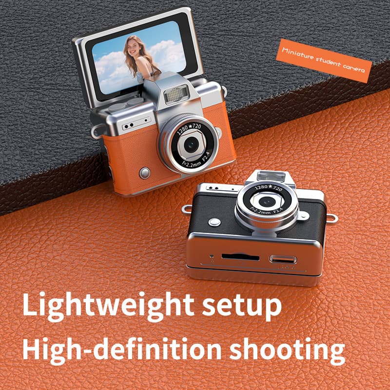CCD Digital Camera for Students Selfie Vlog Camera with Flip Screen Mini Selfie Vlog Camera