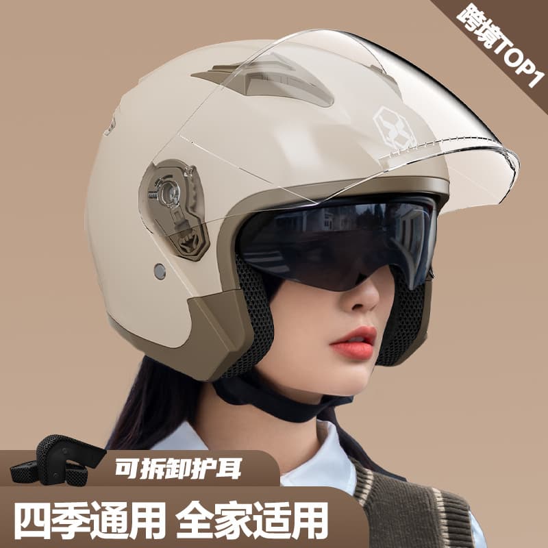 Foreign trade motorcycle helmets for men, winter warm battery car half helmets, women's universal sun protection helmets for all seasons