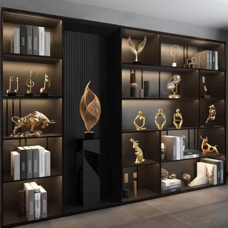 Luxury High-End Bookcase Craft Ornaments Collection Wine Cabinet Living Room Office Study Hallway Showroom Decoration