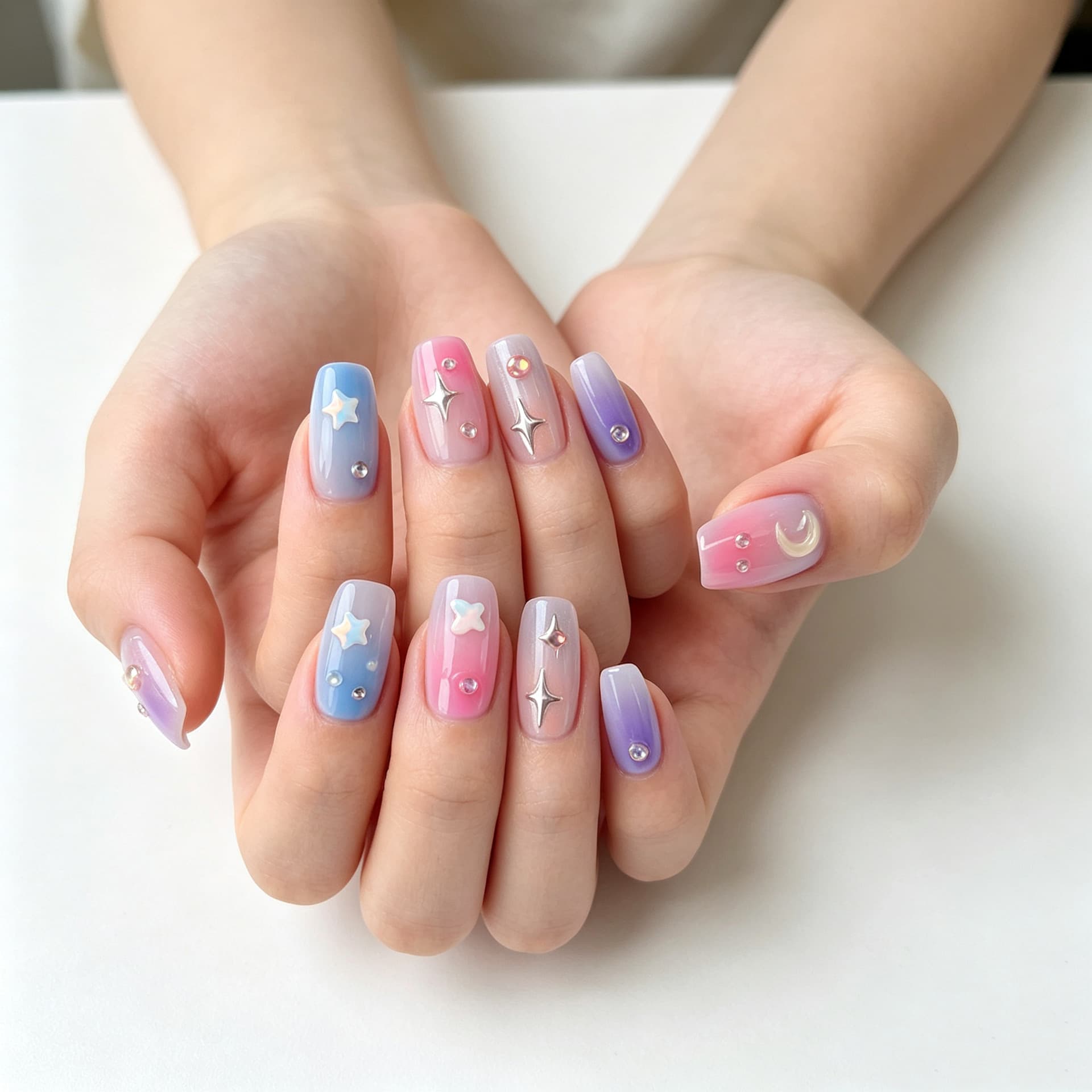 TikTok Press-On Nails Premium Viral Soft Nude Pink Polka Dot Rich Girl Style False Nail Tips Detachable In Stock Wholesale