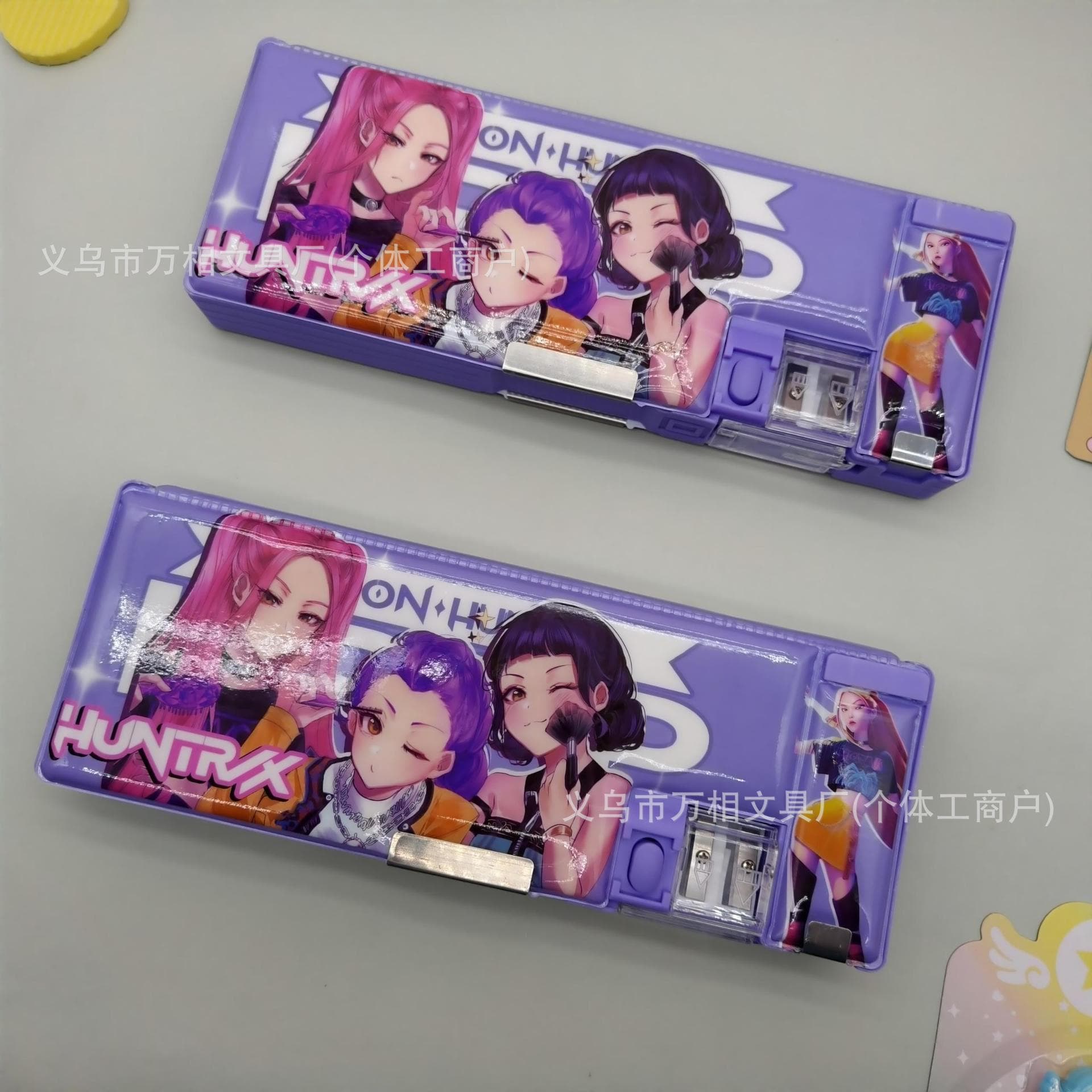Hunter Witch Group Purple Stationery Box Kpop Multifunctional Children's Day Gift Double Layer Student Pencil Case Large Capacity