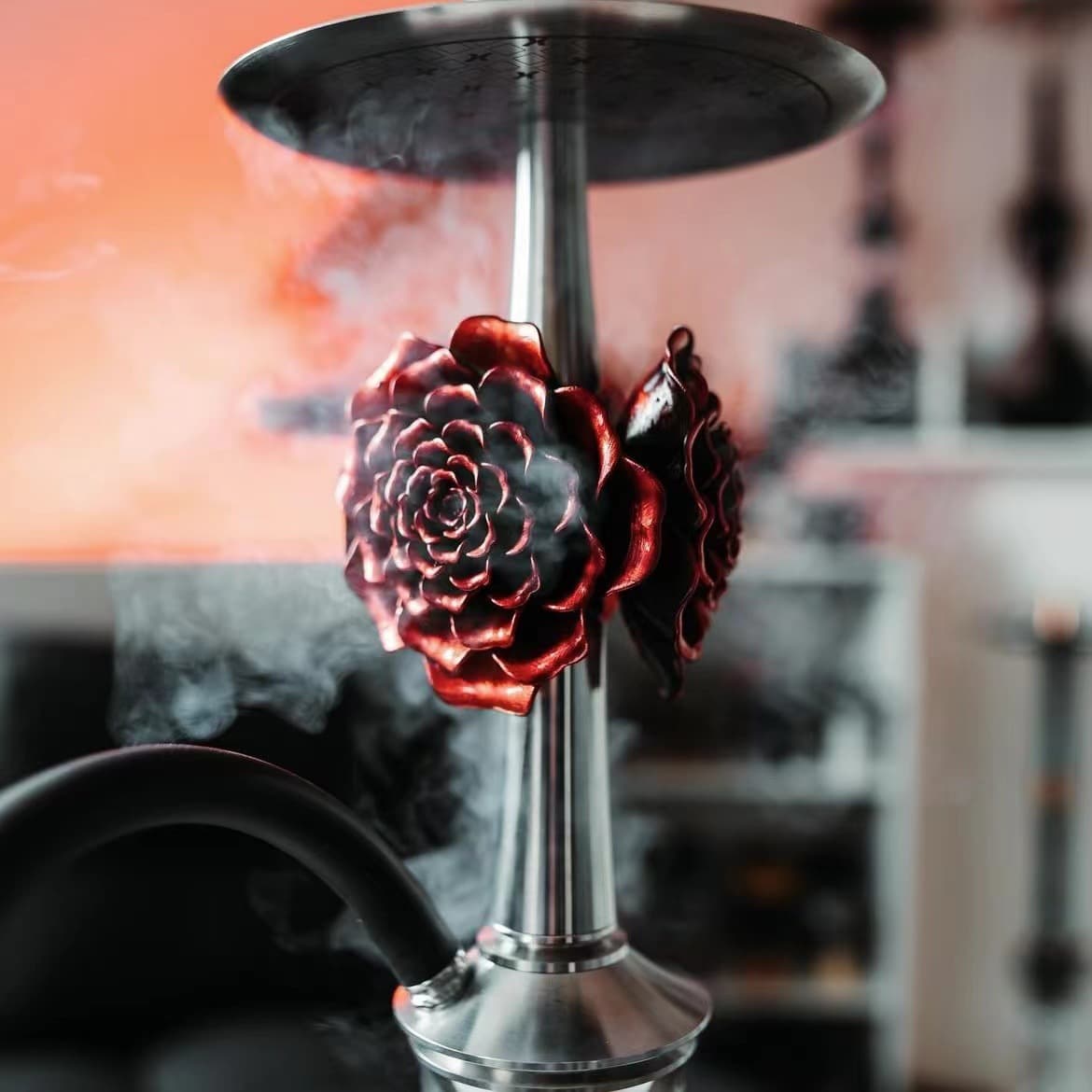 Rose Hookah 360-Degree Smoke Output 3D Flower Stainless Steel Hookah Gift Box Set Shisha