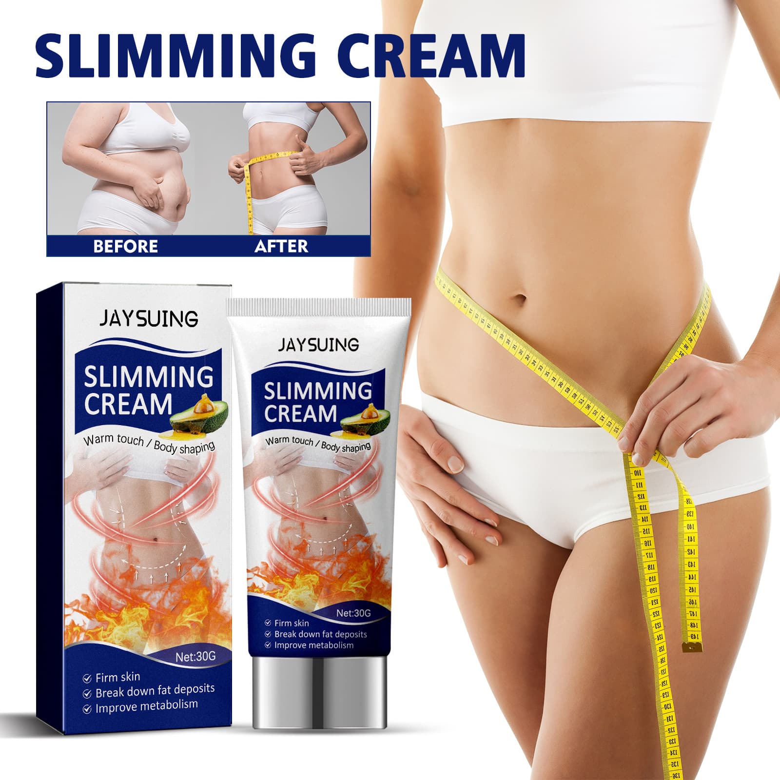 Jaysuing Body Shaping Cream, Slimming and Firming for Belly, Arms, and Legs Massage Cream