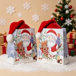 Cross-Border Christmas Gift Paper Bag Creative Santa Hat Design Santa Pattern Holiday Gift Packaging Customizable