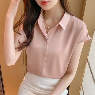 Top Blouse, Professional Shirt for Women, Two Colors Versatile 2025 New Short Sleeve Thin Style, Office White