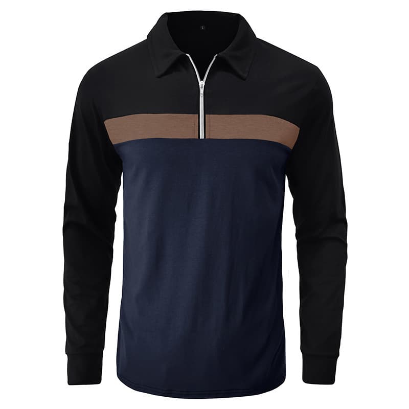 Independent Site. Cross-Border Europe USA Size Polo Men's T-Shirt 2026 Autumn Winter New Style Contrast Collar Polo Shirt Men's Clothing