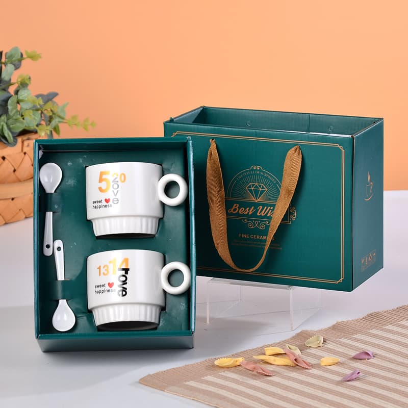 Creative Ceramic Cup Couple Cup Gift Box Chinese Valentine's Day 520 Mug Set Jewelry Advertising Gift Coffee Cup