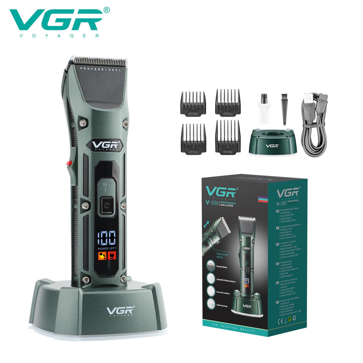 VGR696 Professional Hair Clipper with LCD Digital Display, Barber Oil Head Electric Trimmer Wholesale Electric Hair Clipper