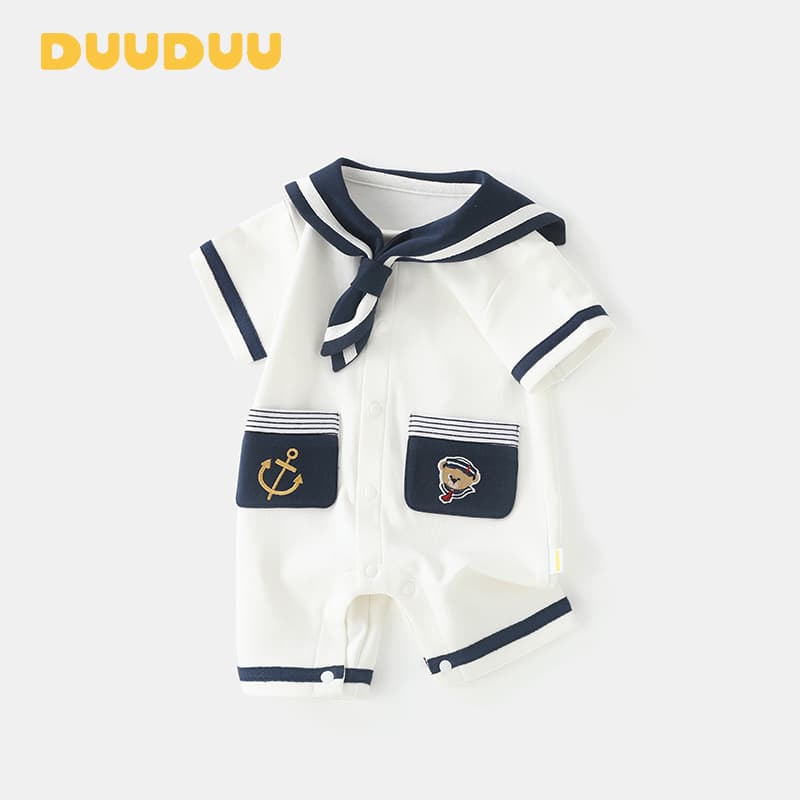 DUUDUU Navy Summer Romper Thin Baby Clothes A-Class Newborn Harem Bodysuit Baby Onesie