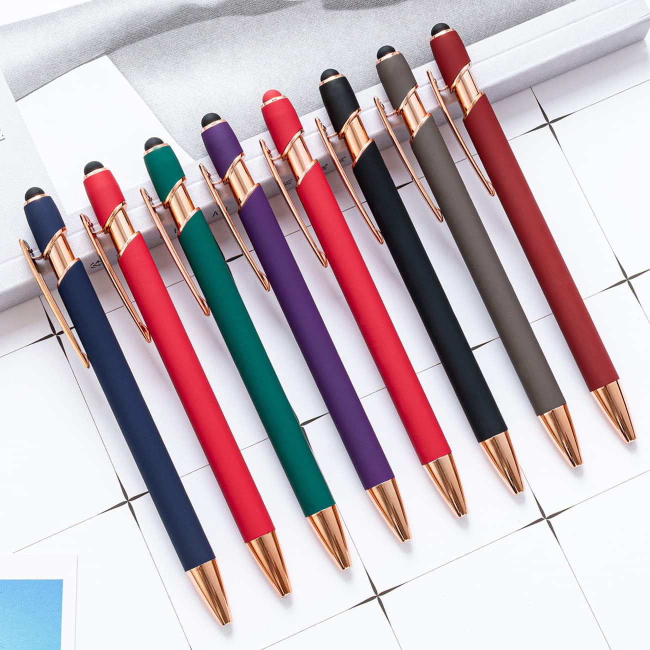 Aluminum Barrel Ballpoint Pens in Stock Wholesale, Press-Type Ballpoint Pens, Metal Oil-Based Pens, Printable Retractable Aluminum Barrel Ballpoint Pens