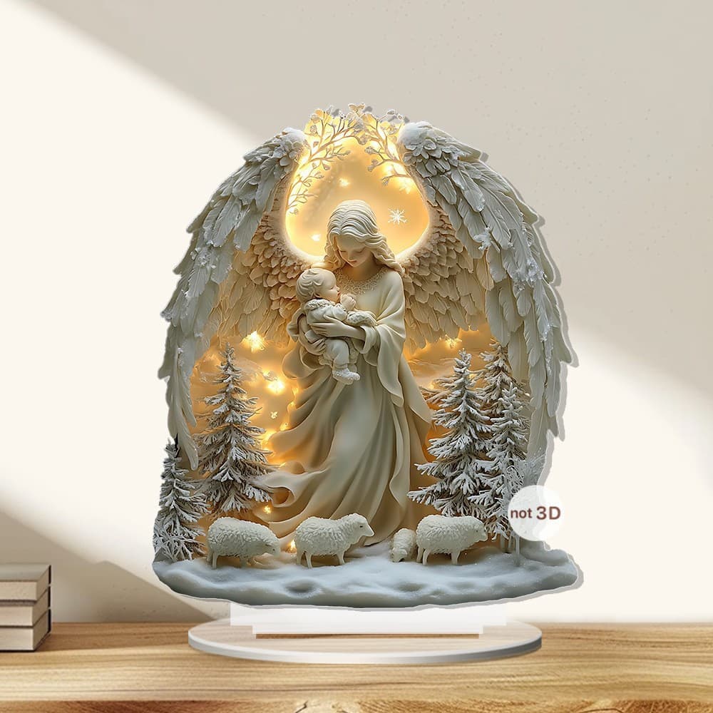 Cross-border Valentine's Day Angel Baby with Wings Acrylic Christmas Scene with Base Home and Office Decoration