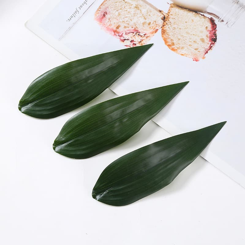 Artificial Lily Leaves Simulation Green Plant Lily Leaf Accessories Greenery Landscape Simulation Velvet Lily Leaves Wholesale