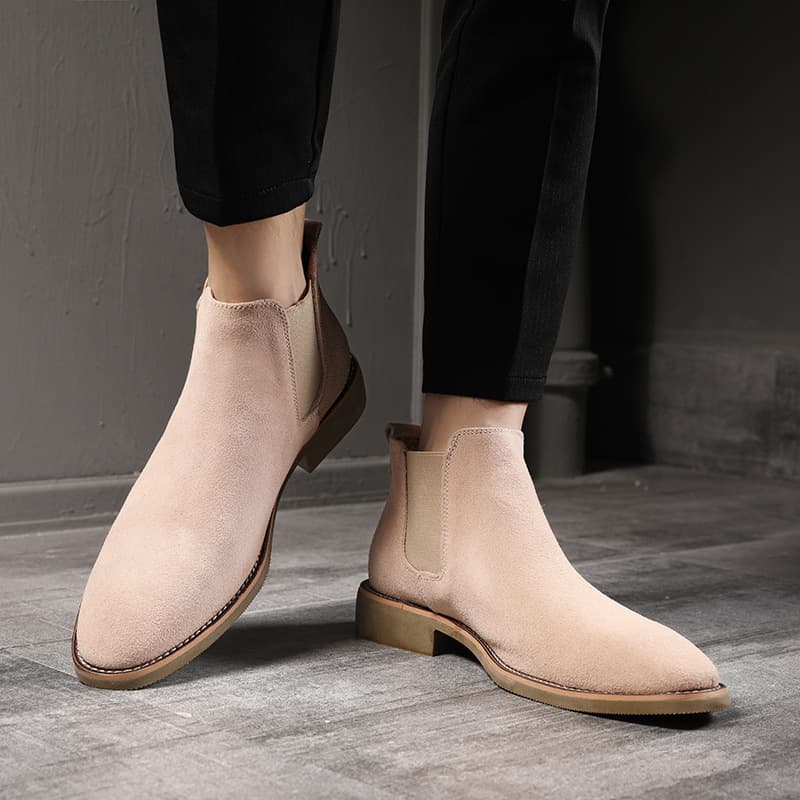 Cross-border Large Size Men's Shoes Autumn Winter British Casual Shoes Suede Korean Style Short Boots Trendy Reverse Velvet Chelsea Boots Drop Shipping