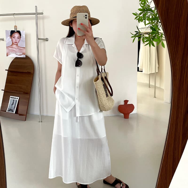 Plus Size Women's Polo Neck Skirt Set 2026 Summer Style Casual Vacation Two-Piece Outfit for Curvy Women NT1595