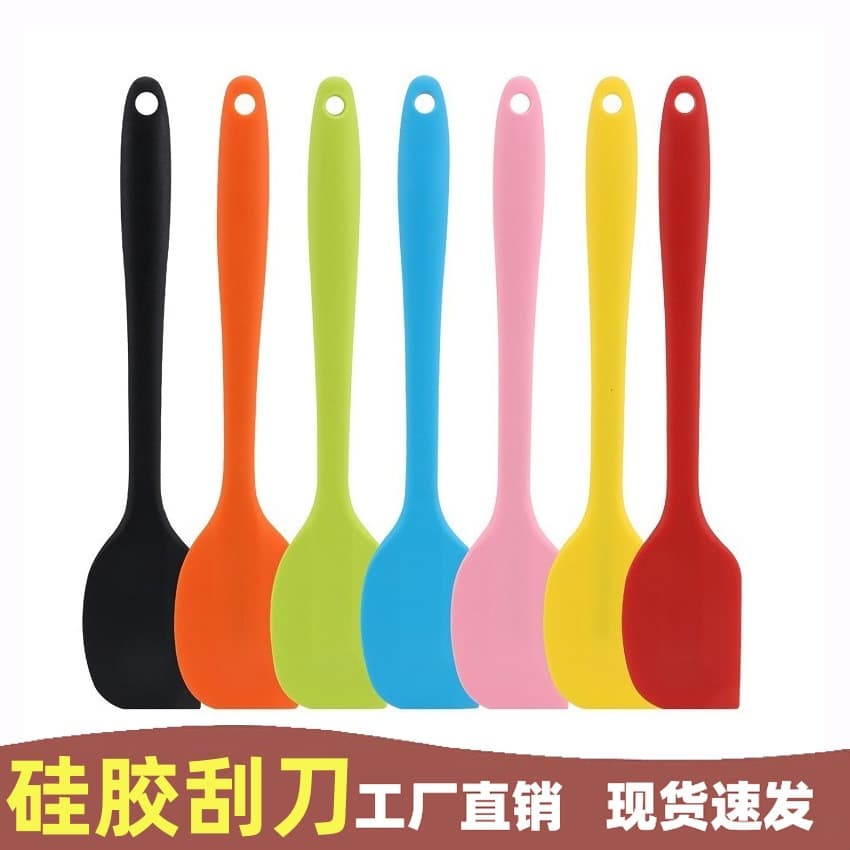 In Stock Wholesale Integrated Silicone Scraper Solid Color Butter Spatula Stirring Butter Knife Baking Tool Cake Tool