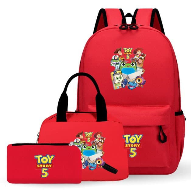 New Toy Story 5 Backpack Set for Primary and Secondary School Students, Lunch Bag, Pencil Case, 3-Piece Set