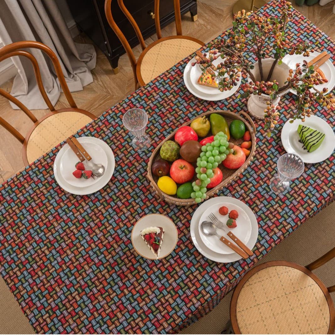 Qixin tablecloth American jacquard color retro tablecloth coffee table cover rectangular tablecloth factory direct supply