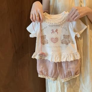 Tian Xiaosi Girl's Sweet Outfit Set Kindergarten Summer Toddler Baby Fashionable Short Sleeve Top Mosquito Repellent Pants Two-Piece Set