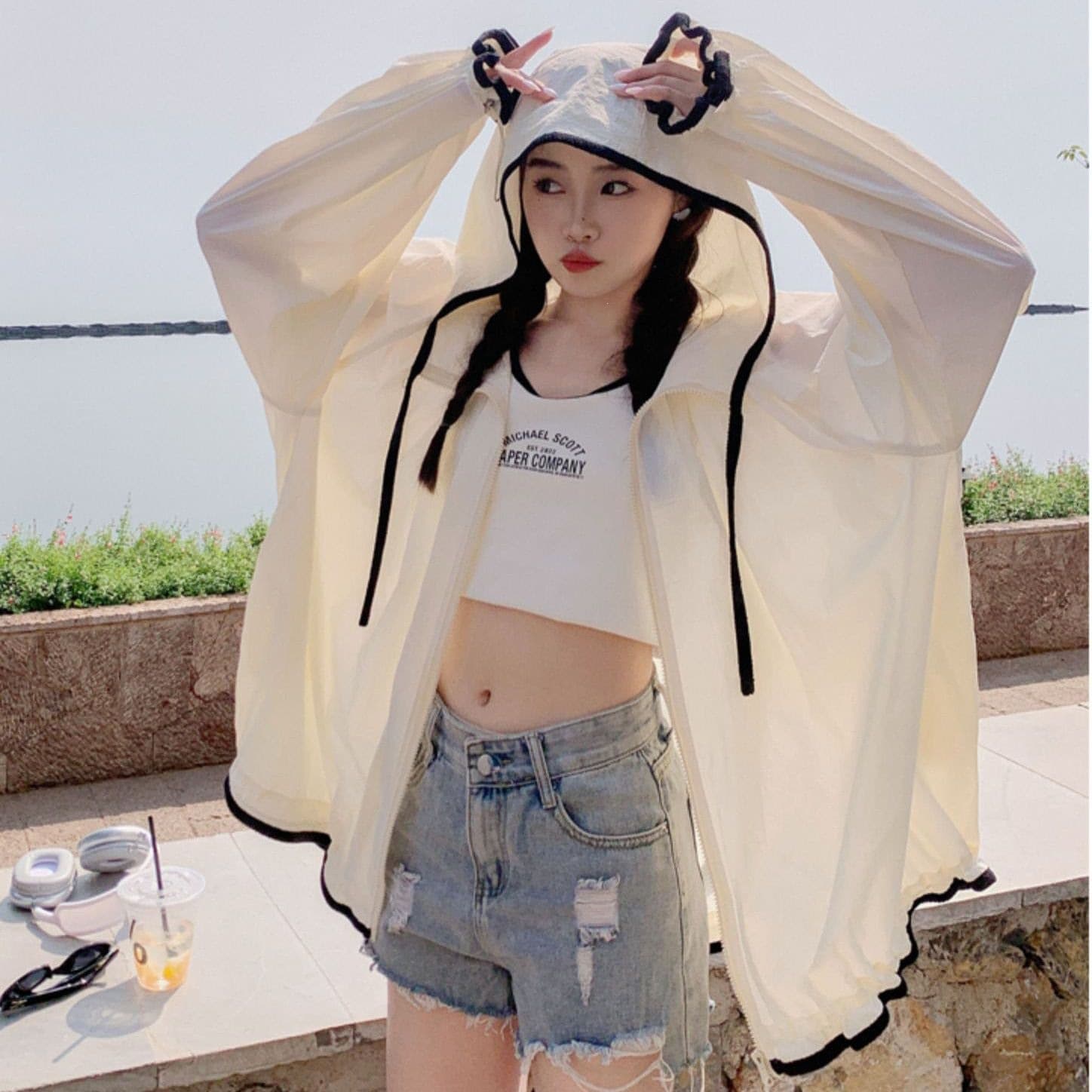 2026 new fashion hooded sun protection clothing for women summer long-sleeved thin coat Korean style loose breathable sun protection clothing for women