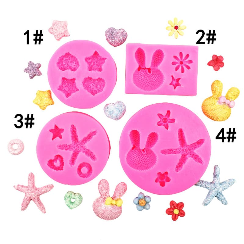 Various Sugar Heart Star Starfish Donut Shape Baking Silicone Mold Cookie Chocolate Clay Resin