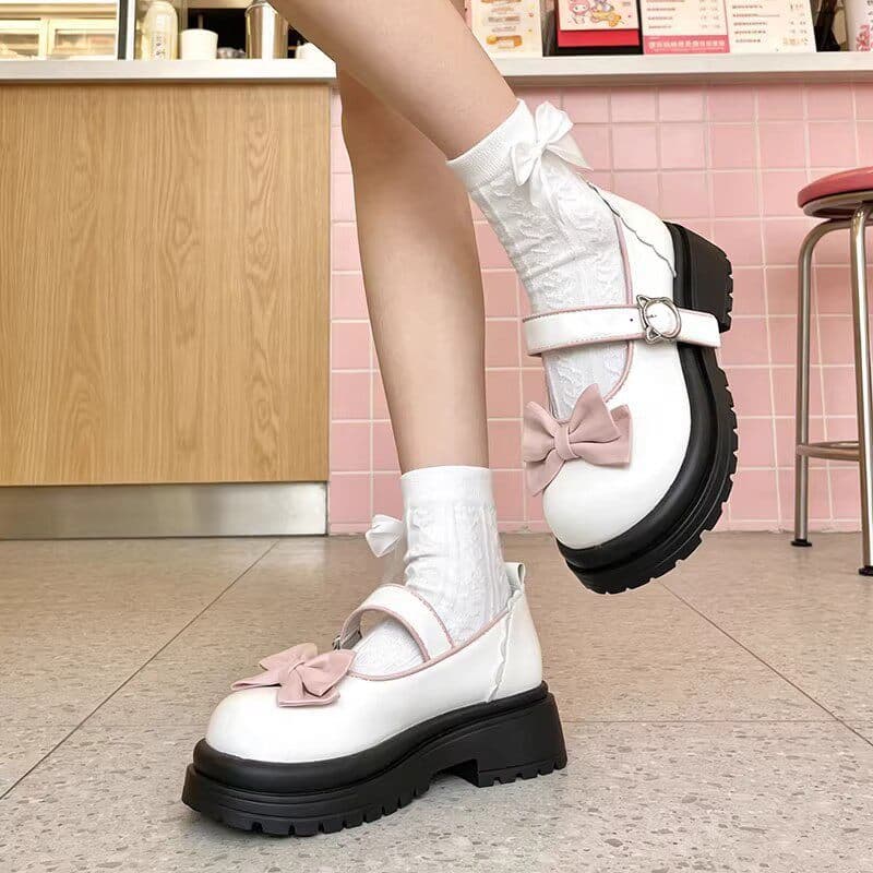 Mary Jane Shoes Women 2026 New Bow Thick Sole Flat Shoes Summer Comfortable Versatile Low-Cut Student Shoes