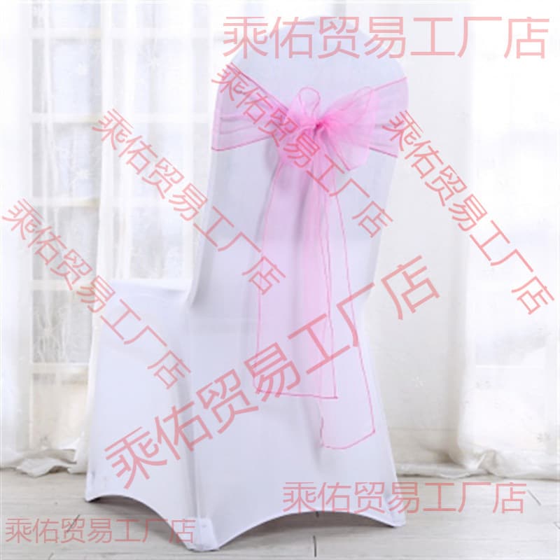 Chair Back Flower Hotel Organza Ribbon Glass Gauze Butterfly Wedding Decoration Chair Purple Conference Banquet