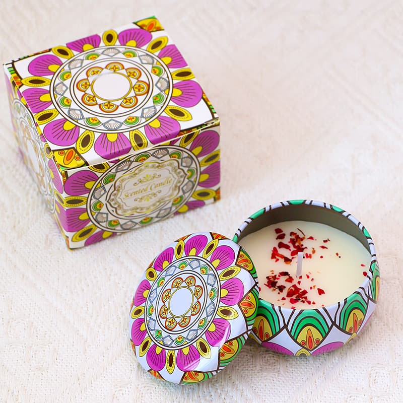 Cross-border Stock Creative Dried Flower Soy Wax Scented Candle Wholesale Gift for Home Bedroom Decoration Tin Can