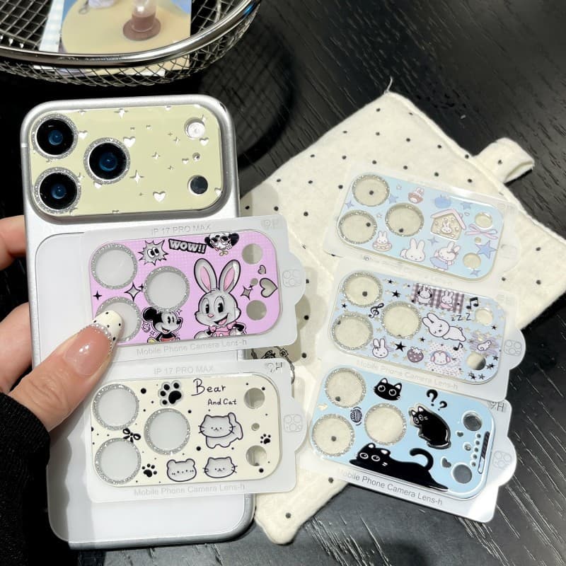 Mobile phone camera protective film suitable for Apple iPhone17/18ProMax optical porcelain cartoon lens tempered film