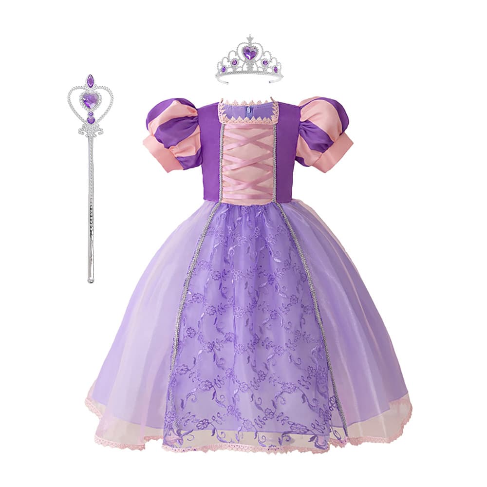 Sophia Long Hair Princess Dress Children's Costume Ice Age Cosplay Performance Skirt European Style Cotton Blend Fabric