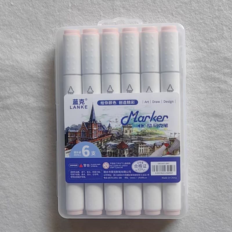 Mark Drawing Fill Color Triangular Rod Watercolor Pen Drawing Graffiti Pen Art Acrylic Mark Flesh Color 6-Pack