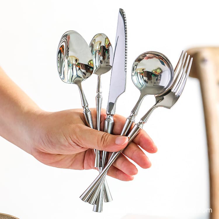 Flower Sky fashion mirror polished bright 304 stainless steel household Western knife fork spoon steak slim waist tableware series