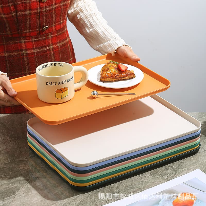 Factory source rectangular tray for fast food restaurants, home use dumpling tray, plastic tea tray, cake tray