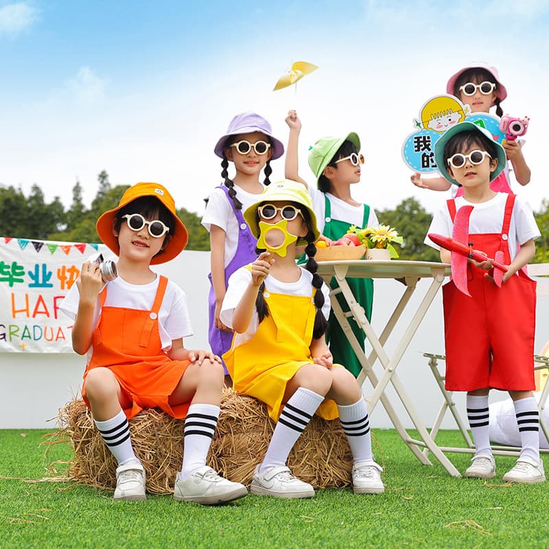 New Kindergarten Chorus Performance Outfit Children's Cheerleading Costume Primary School Sports Day Candy Color Strap