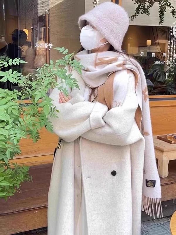 Grey Wool Coat Women 2025 Fall Winter New Korean Style Loose Mid-Length Wool Outerwear