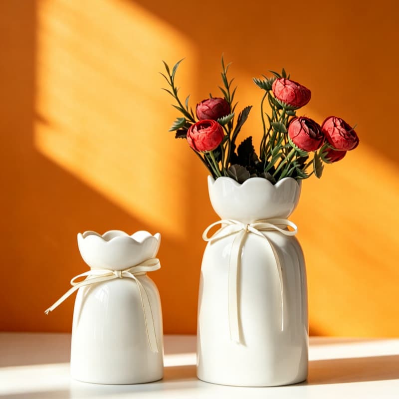 Ceramic Vase Modern Dining Room Home Flower Arrangement Christmas Cross-border White Simple Style Desktop Vase
