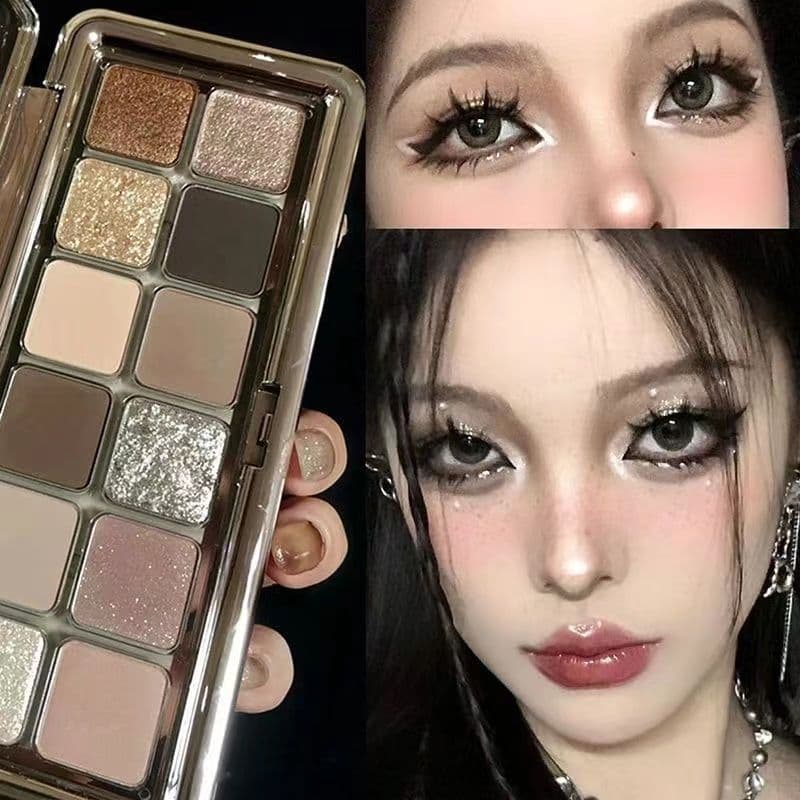 Cement tray 12-color eye shadow pearlescent smoky sparkle matte affordable not easy to remove makeup earth color eye shadow makeup tray