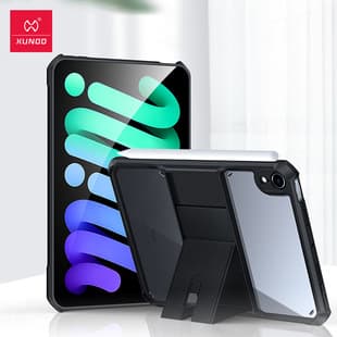 Xundi Soft Silicone Case for iPad mini 7, mini 6 with Air Cushion Anti-Drop, 4/5 Retractable Stand, mini Protective Cover