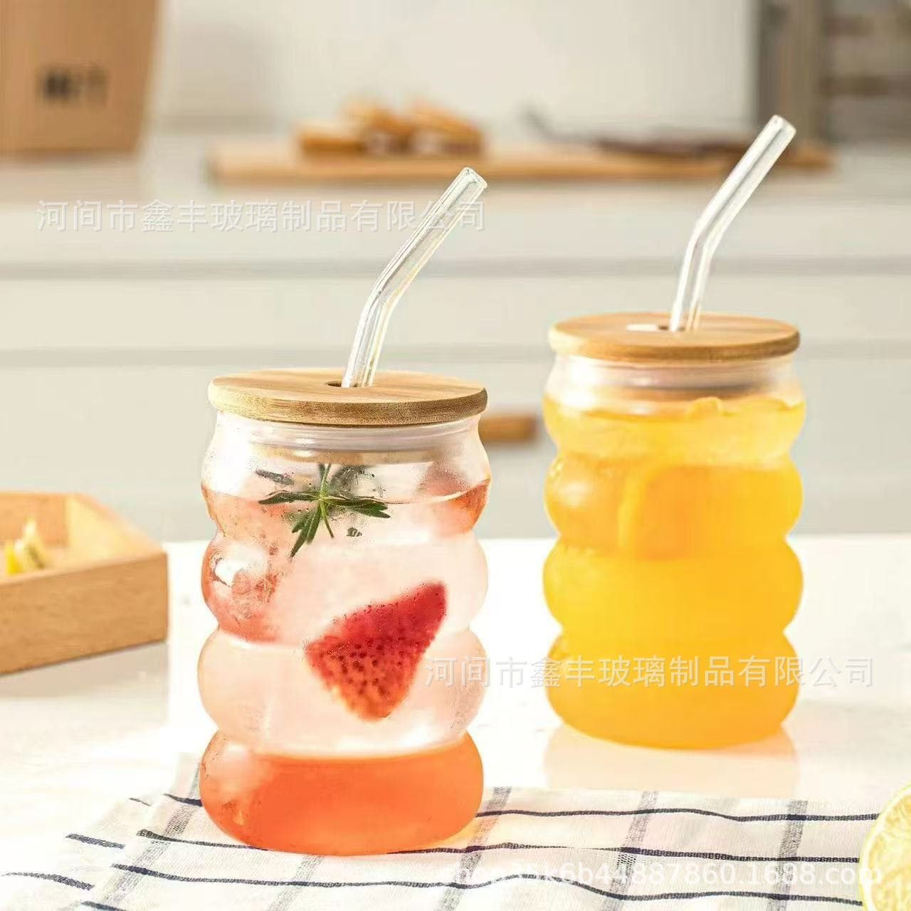 High borosilicate glass caterpillar cup winter transparent single-layer straw cup household beverage cup high temperature resistant glass cup