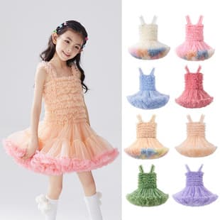 Girls Summer Tutu Dress European and American Birthday Party Tulle Ball Gown Kids Cake Princess Dress Wholesale