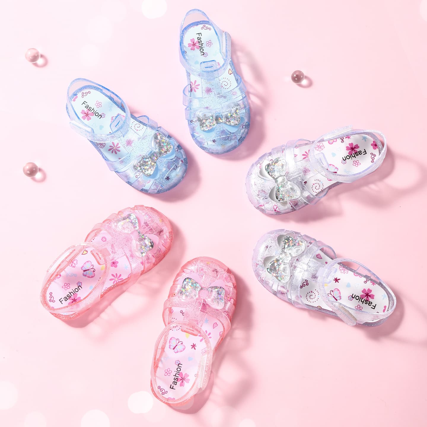 Environmentally friendly children's sandals, summer cartoon girls' cute crystal shoes, soft-soled non-slip jelly shoes, princess Roman sandals