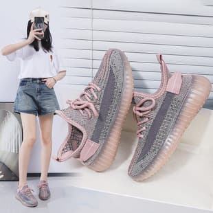 New Summer 350 Women's Shoes, Yeezy Style Women's Couple Sports Shoes, Flyknit Mesh Breathable Versatile Casual Shoes