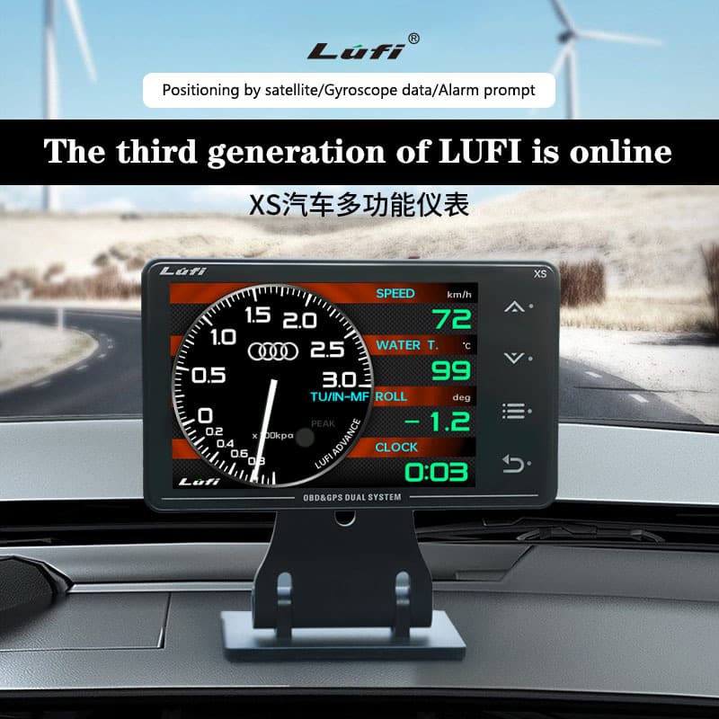 Third-Generation LUFI XS Car Modification Multifunctional OBD + GPS Meter Water Temperature Turbo Oil Temperature Meter G-Value Gyroscope