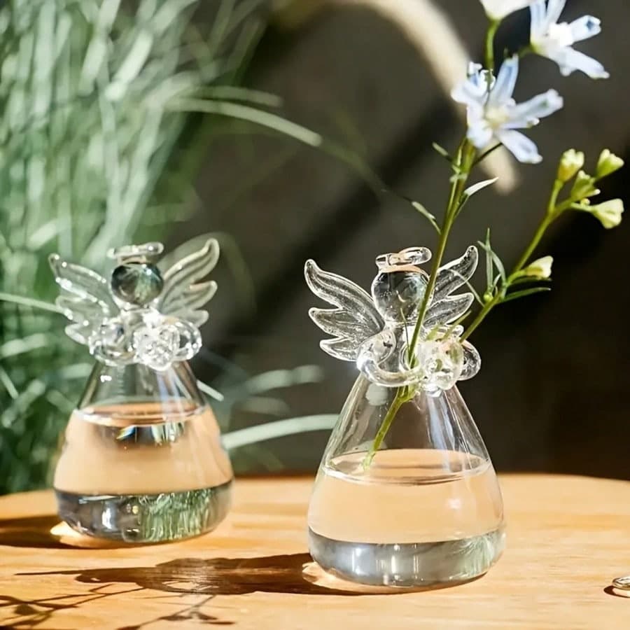 Creative angel glass vase dried flowers flower arrangement utensils home living room dining table coffee table hydroponic small vase