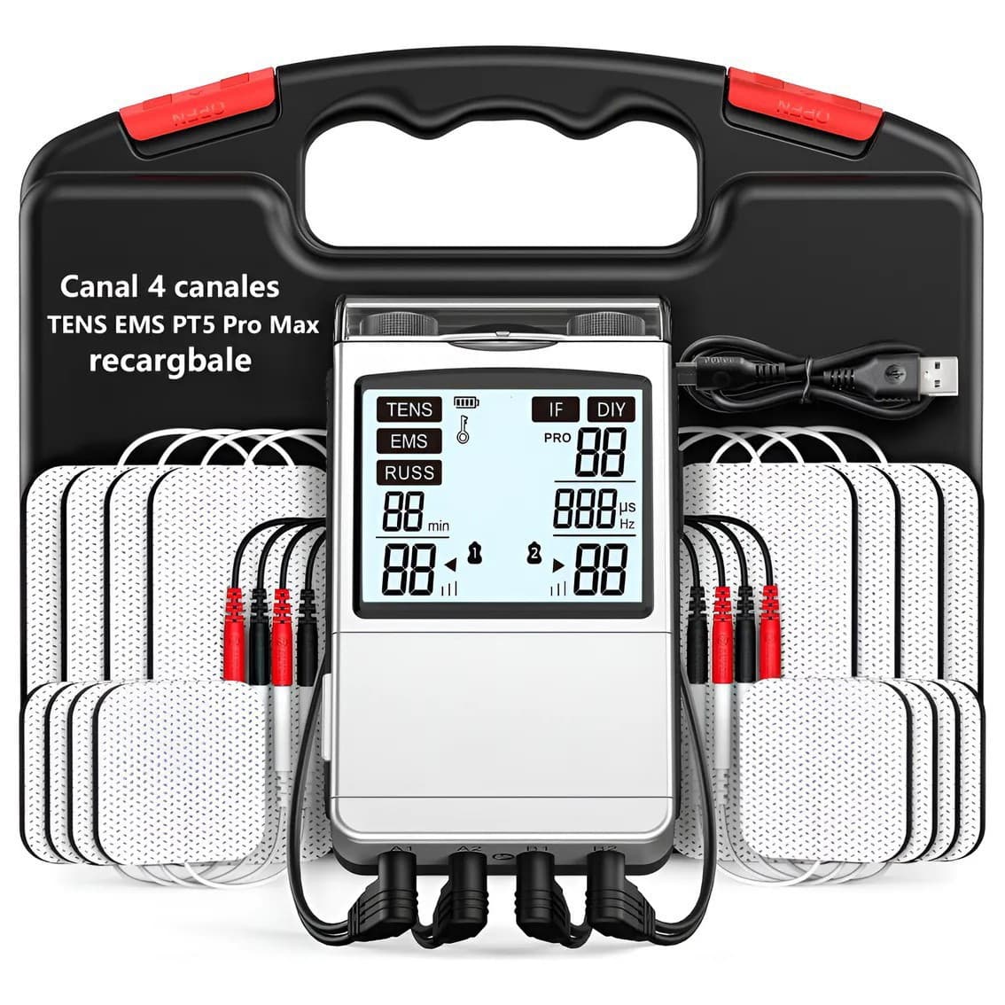48 Mode MH-1087 Four-Channel TENS Therapy Device DIY Frequency Adjustment Four-in-One Acupoint Massage Muscle Massager