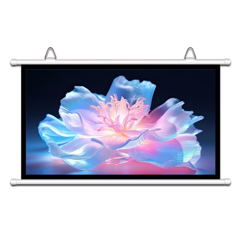 Wall-mounted Projector Screen for Exhibition Halls and Conference Rooms, High-Definition White Plastic/Fiberglass/Glass Bead/Gray Glass/Metal Direct Sales