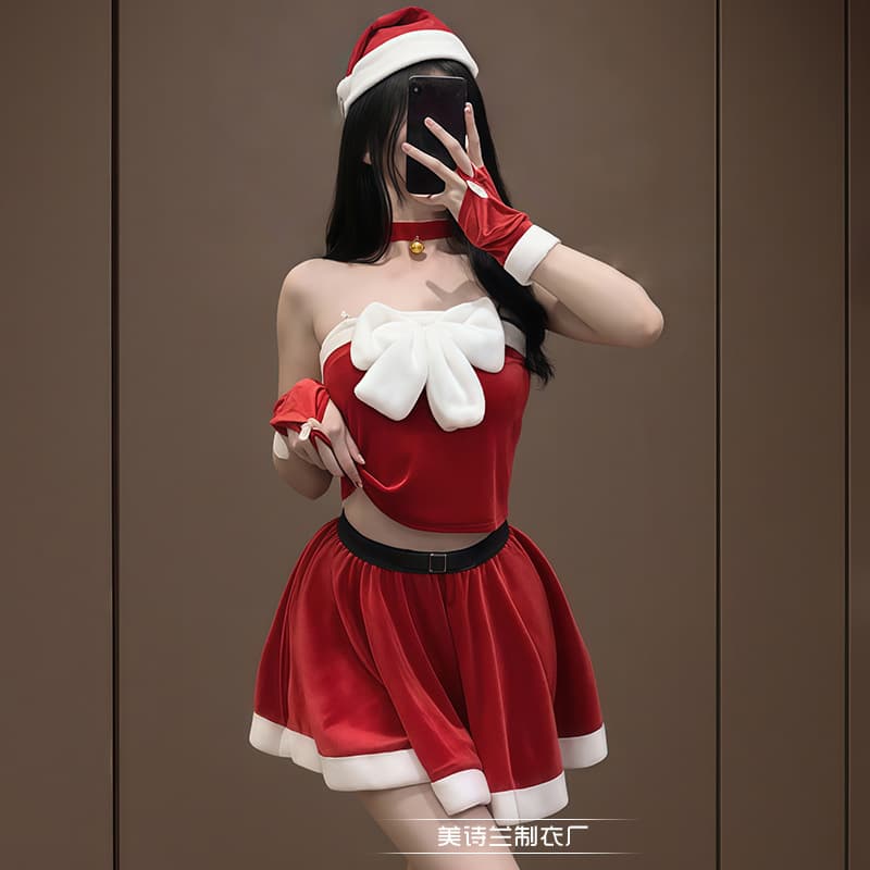 Christmas Costume, Women's Sexy Cosplay Outfit, New Year's Shirt, Sweet Internet Celebrity Halloween Costume Set